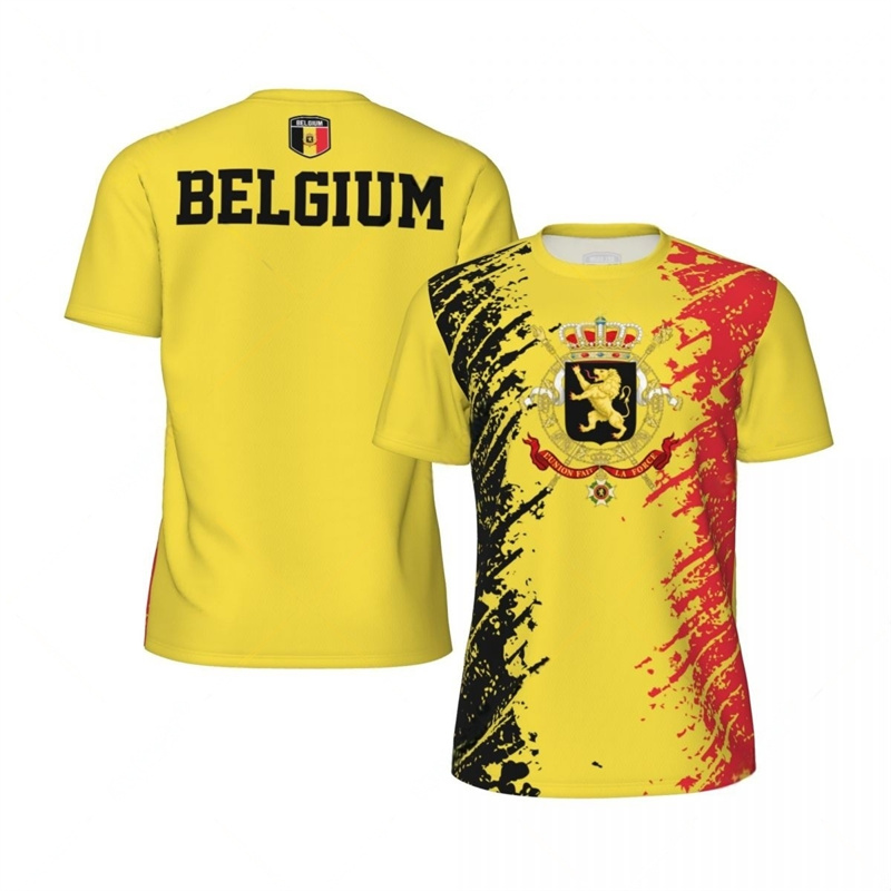 3d Printed Belgium Men's T-shirt Summer Fitness Sports Running T Shirts Tops Street Loose Short Sleeve Tees Football Jersey