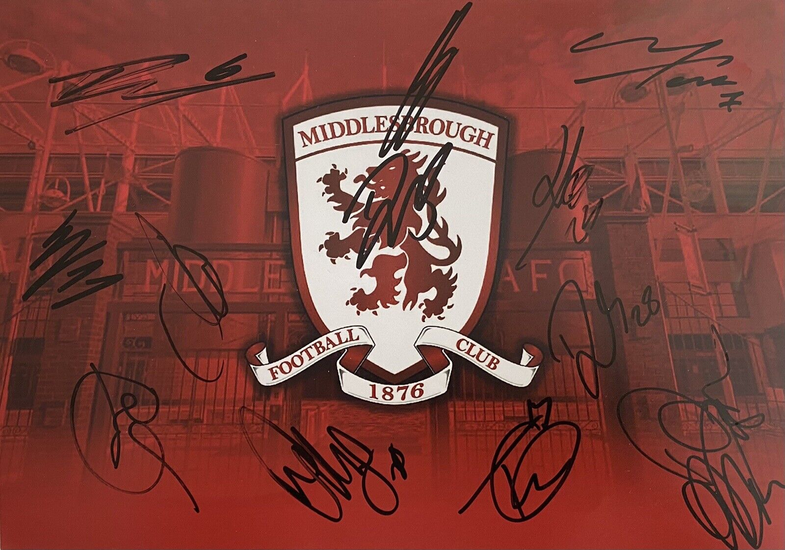 Middlesbrough Photo Poster painting Signed By 21/22 Squad Inc Sporar, Tavernier, Jones, Proof