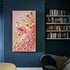 Diamond Painting -DIY Full Round Drill Pink Peacock(70*40 CM)