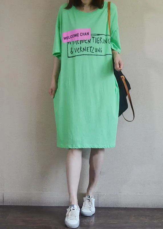 DIY cotton dresses Sweets Summer Loose Letter Casual Straight Dress