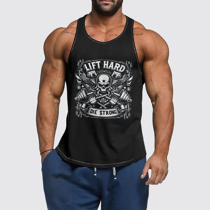 LIFT HARD DIE STRONG Men's Fitness Printed Tank Top