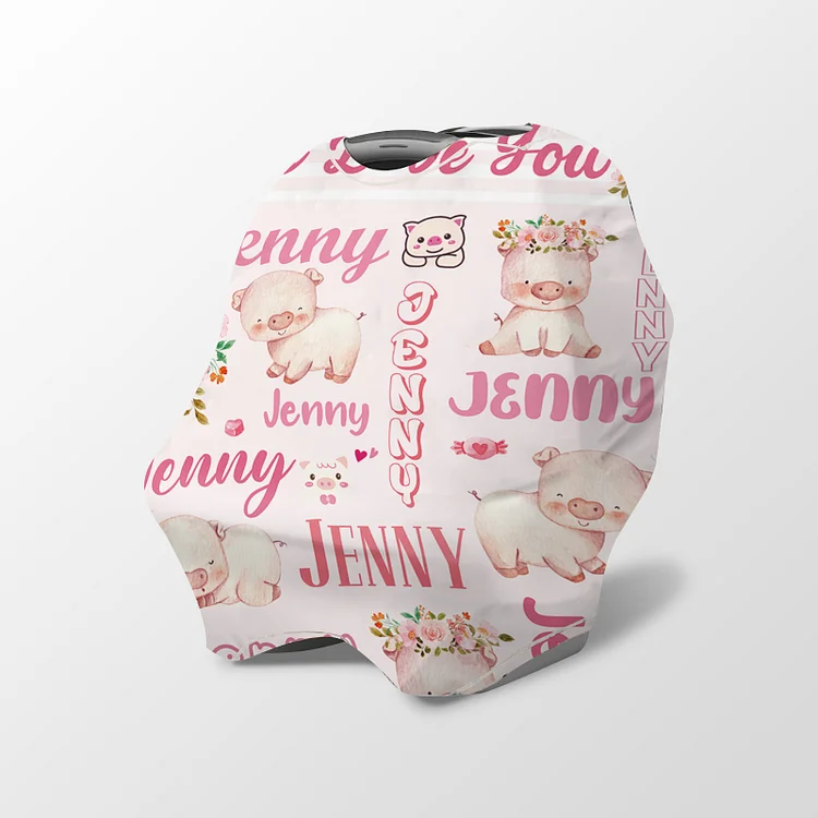 Personalized Pink Pig Baby Car Seat Canopy| Canopyl177