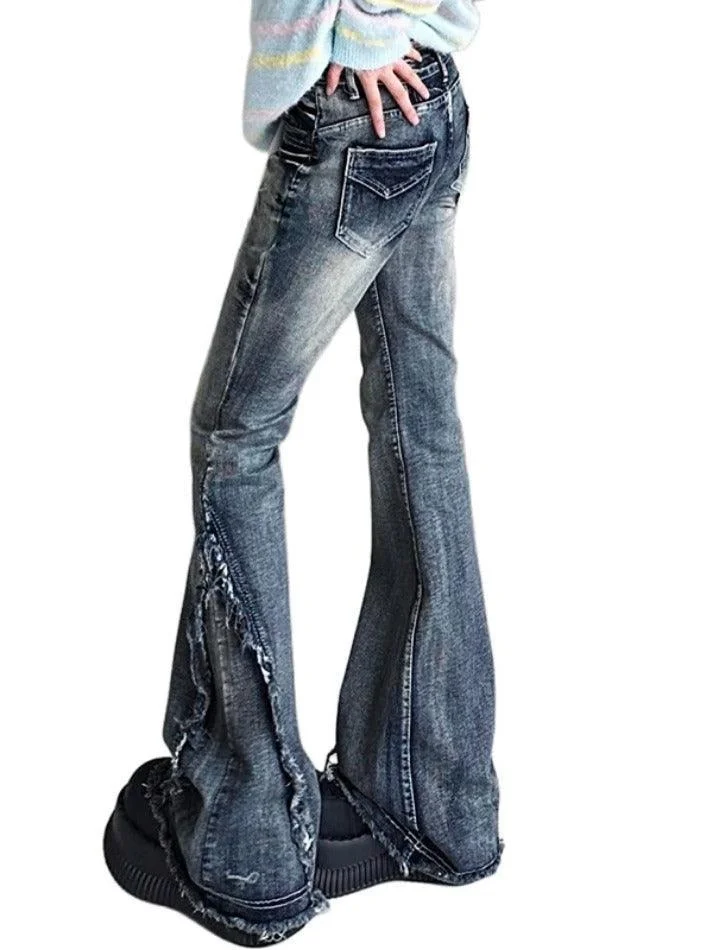 Uveng Raw Trim Splice Low Rise Flare Jeans