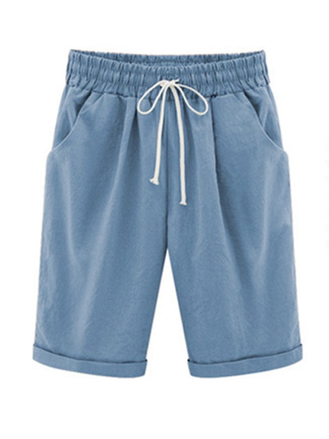 Fashionmigo Casual Lace-Up Five-Point Pants