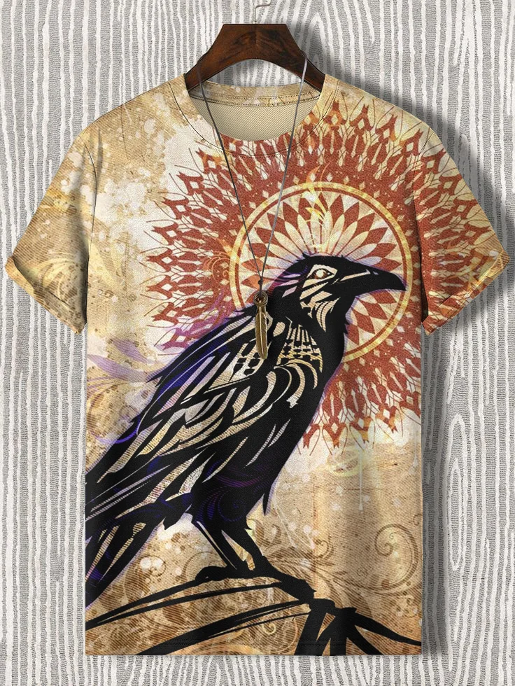 Men's Viking Mystical Raven Art Print T-Shirt