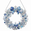 DIY Special Shaped Diamond Painting Wreath, Double-Sided Printing Christmas Wreath Hanging with LED Light Decor Kit 