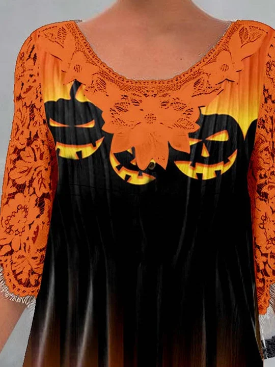 Women Half Sleeve V-neck Solid Color Dress