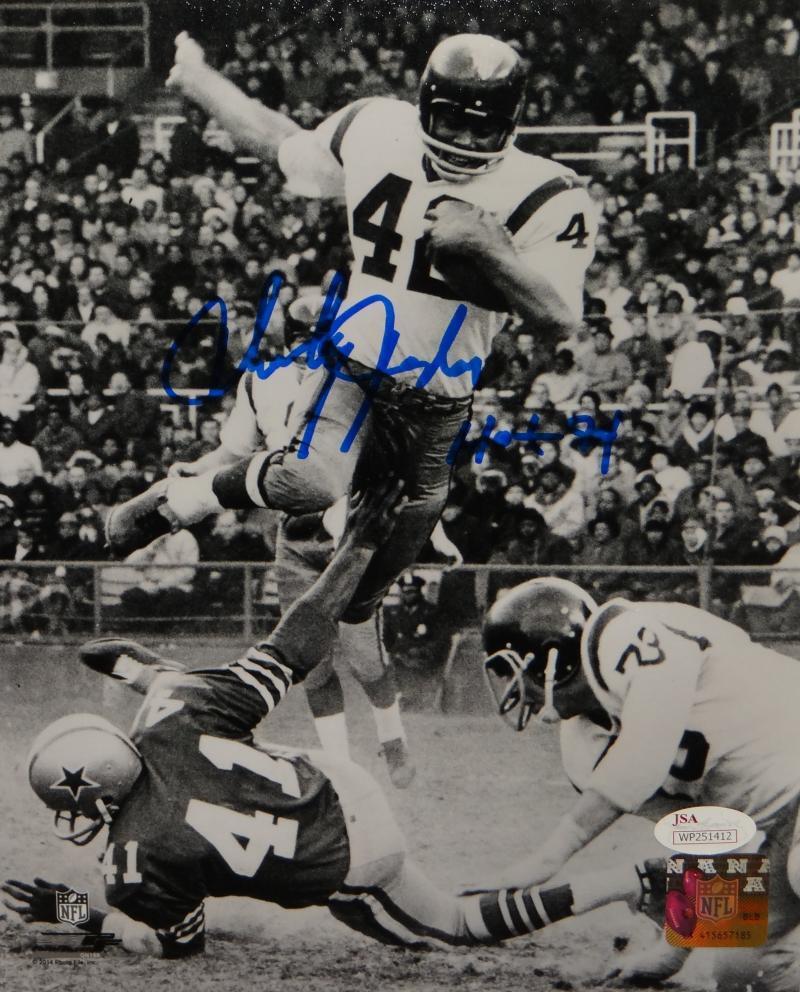 Charley Taylor Autographed Washington 8x10 B&W Hurdle Photo Poster painting W/ HOF- JSA W*Blue