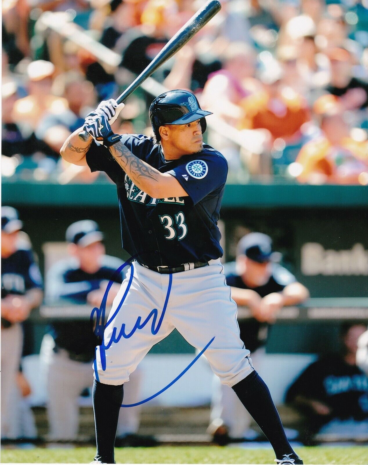 HENRY BLANCO SEATTLE MARINERS ACTION SIGNED 8x10