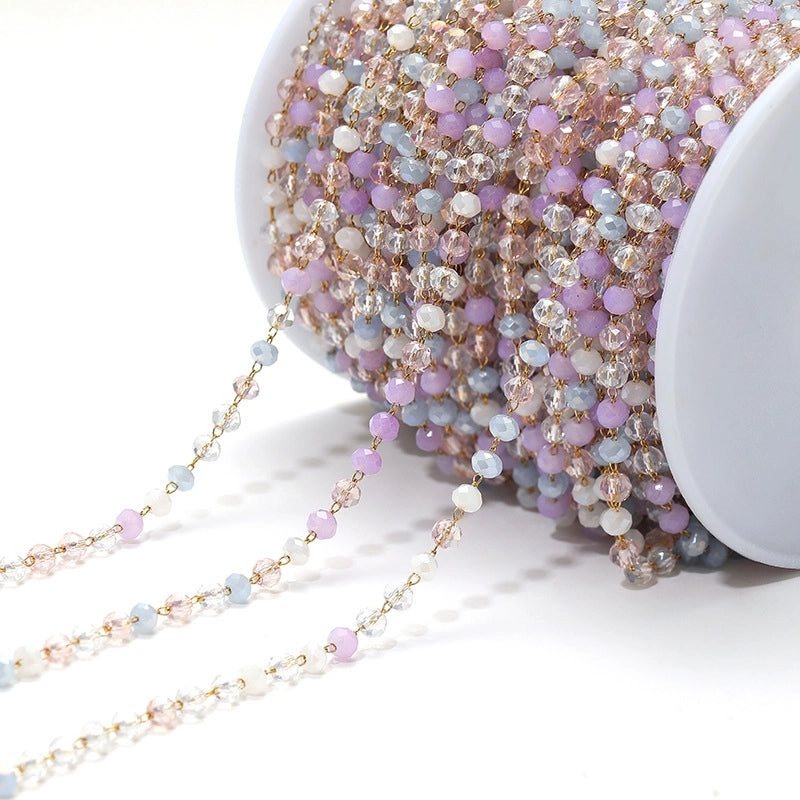 3mm Stainless Steel Amethyst Bead Chain Handmade Chain Tassel Decorative Chain DIY Necklace Bracelet Jewelry Accessories