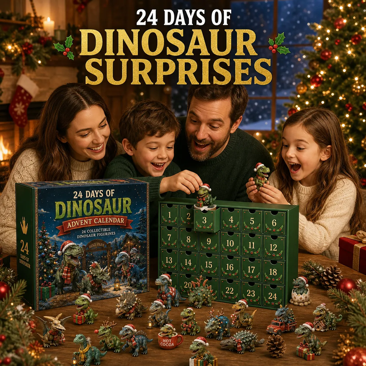 24 Days Dinosaur Christmas Advent Calendar