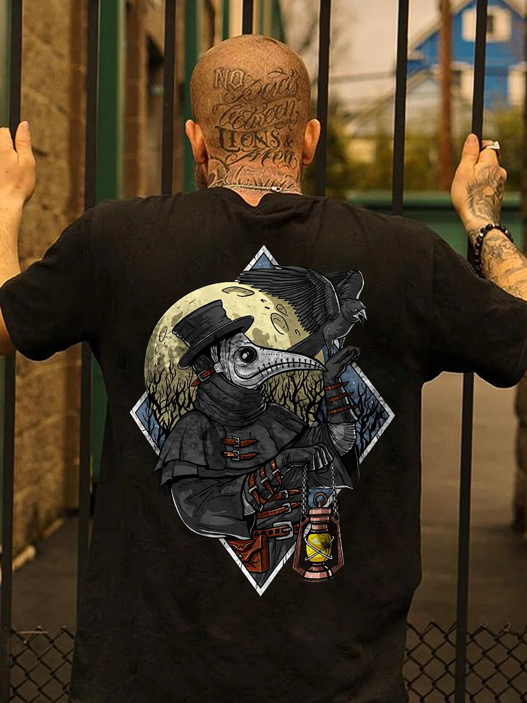 Plague Doctor Steampunk Raven Medieval Fantasy Gothic Print Men's T-Shirt