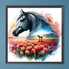 Pferd und Tulpe - Rundbohrer Diamantmalerei - 30*30cm