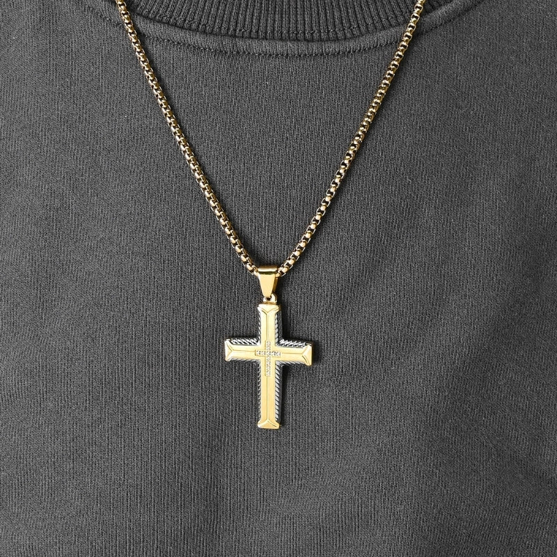 Hip-Hop Retro Cross Titanium Steel Plating Inlay Zircon Men's Pendant Necklace