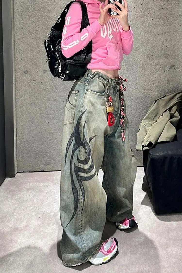 High Waist Wide Leg Jeans for Women Baggy Denim Pants