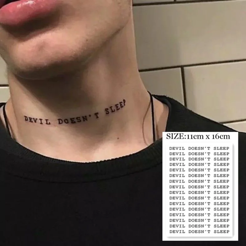 Black Cross Butterfly Temporary Tattoo Stickers for Women Men Letters Characters Waterproof Fake Tattoo Neck Tattoo Body Art