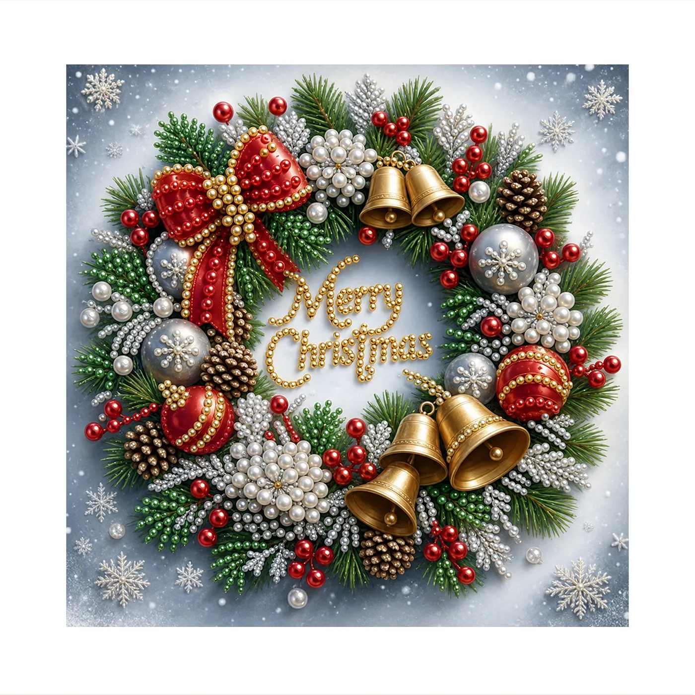 Christmas Bell Wreath - Pearls Painting
