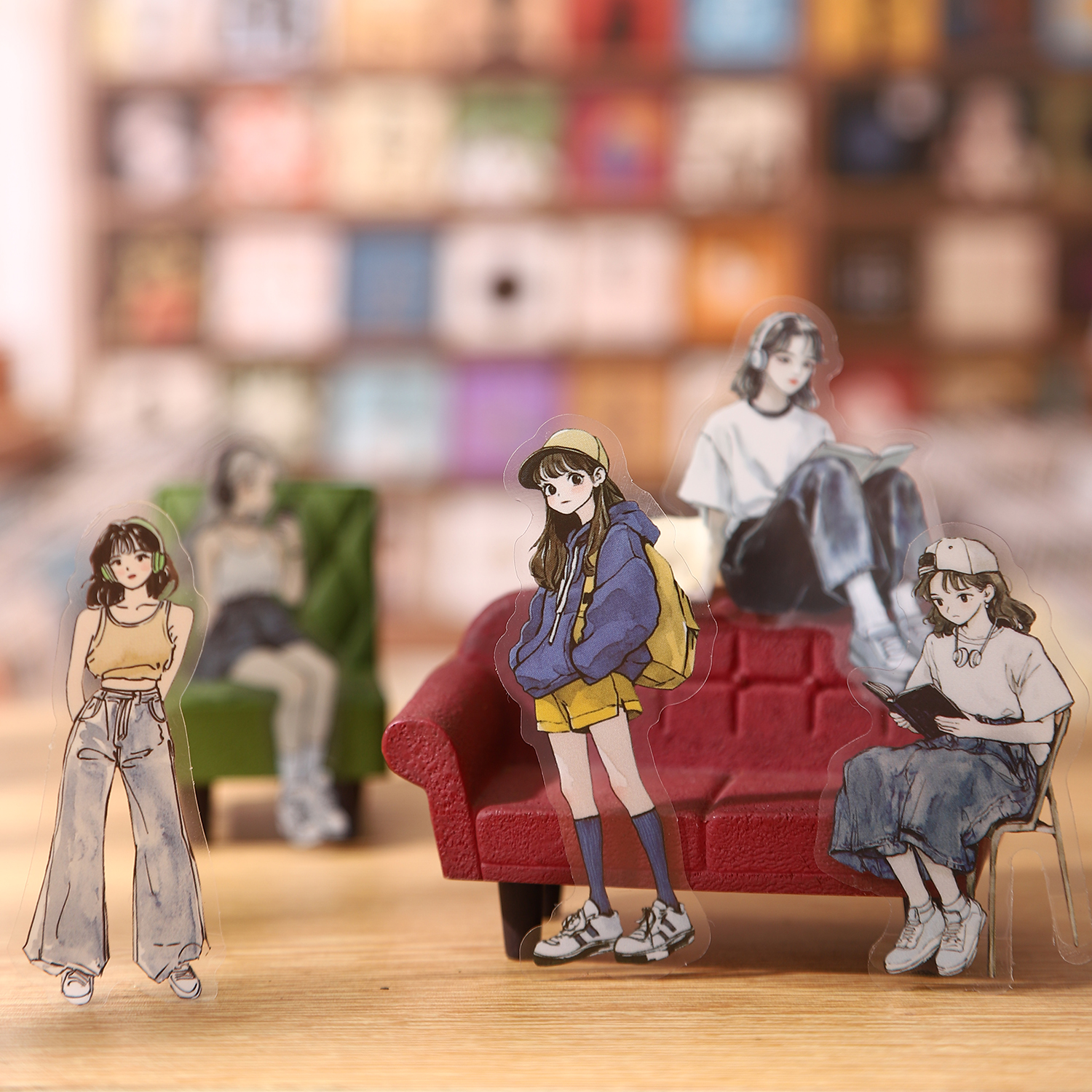 PET 스티커 - 니니의 주말 시리즈 빈티지 걸 캐릭터 의상