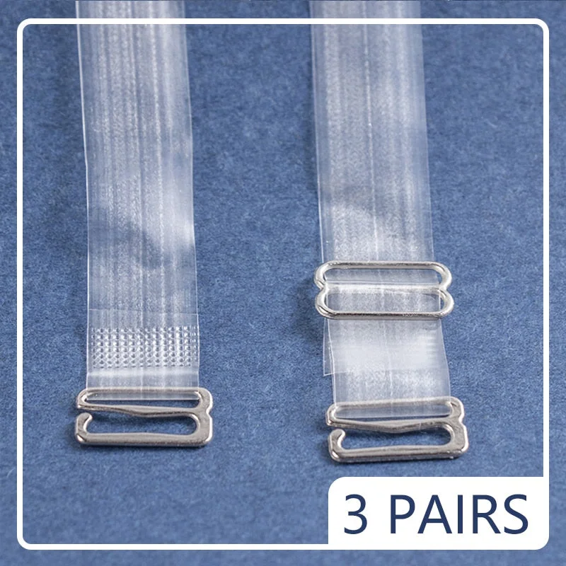 3Pairs=6Pcs Metal Buckle Bra Straps Belt Women's Elastic Bra Transparent Silicone Adjustable Womens Intimates Accessoires