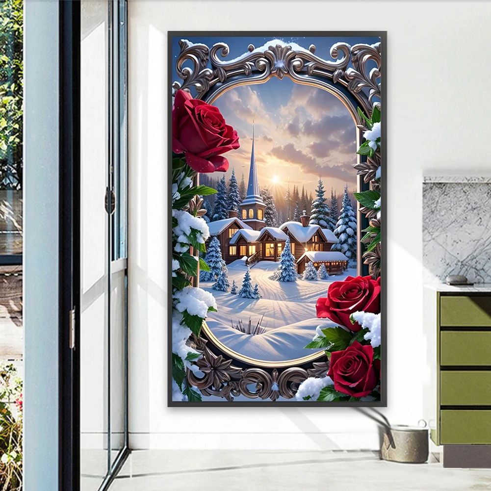 5D DIY Full Round Drill Partial AB Diamond Painting Picture Frame Garden 45x75cm