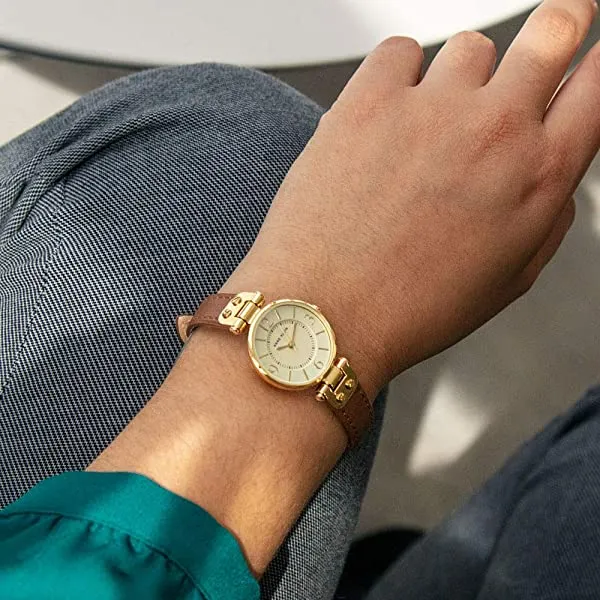 Anne Klein 女士皮质表带腕表 Honey/Gold
