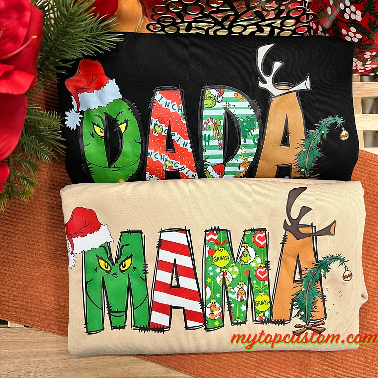 Custom Mama Christmas Sweatshirt With Kids Names On Sleeve