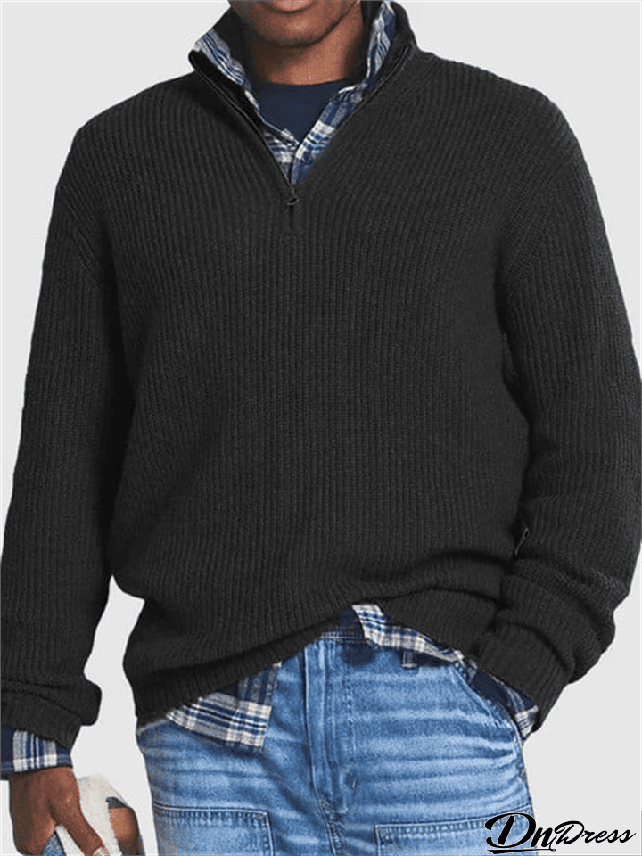 Men's Stand Collar Warm Windproof British Knit Sweater