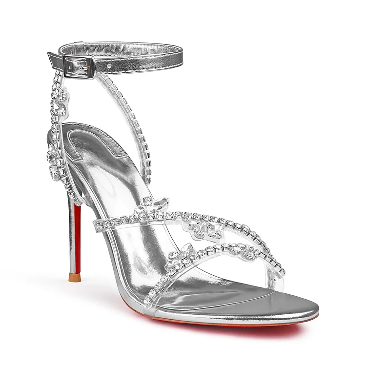 100mm Spotlight Wavy Straps Sandals Red Bottom Stilettos Rhinestones Sandals  VOCOSI VOCOSI