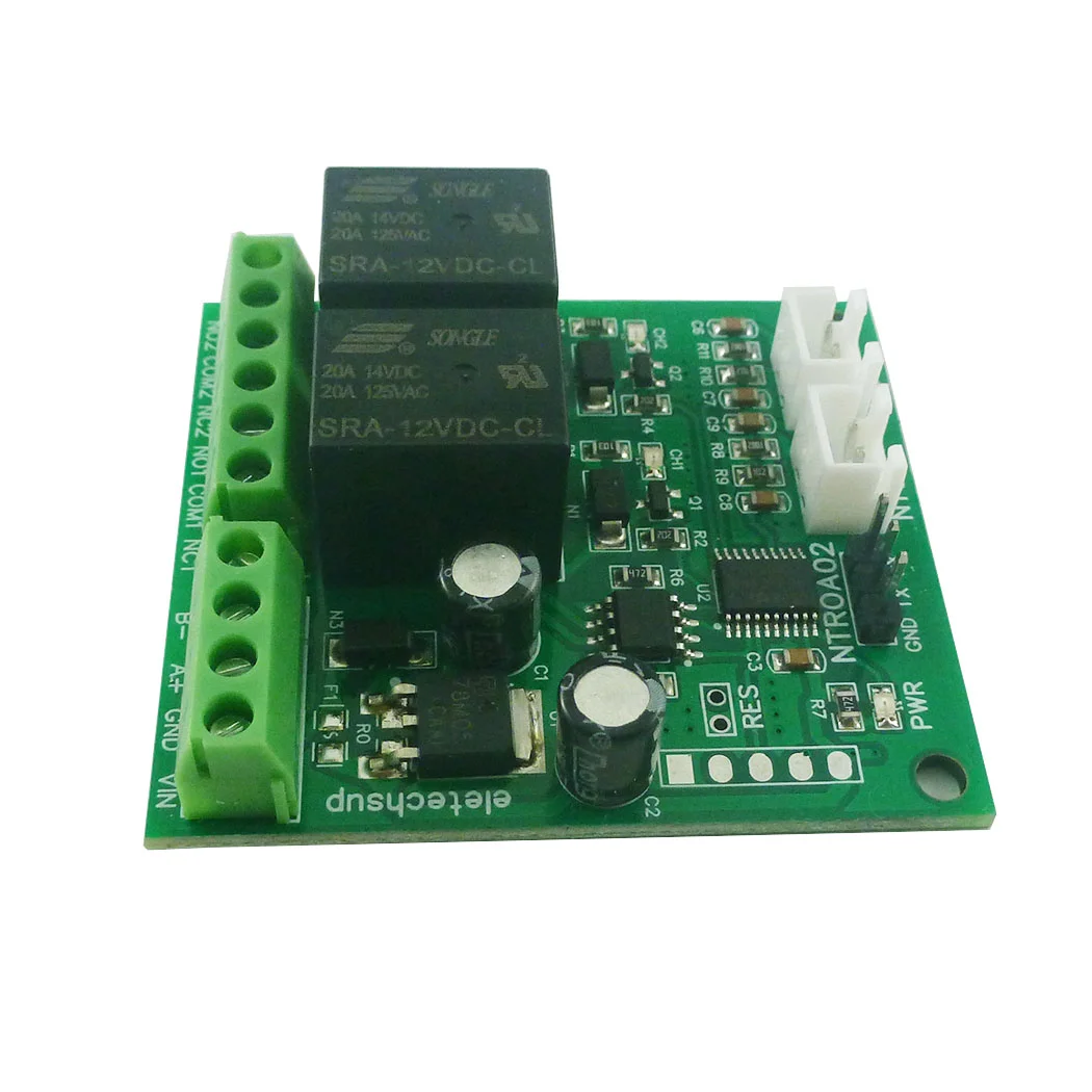 NTROA02 NTC Relay RS485 RS232(TTL) Analog Digital Modbus Rtu Remote 2AI-2DO DC 5/12/24V IO Module Temperature Input Relay Output
