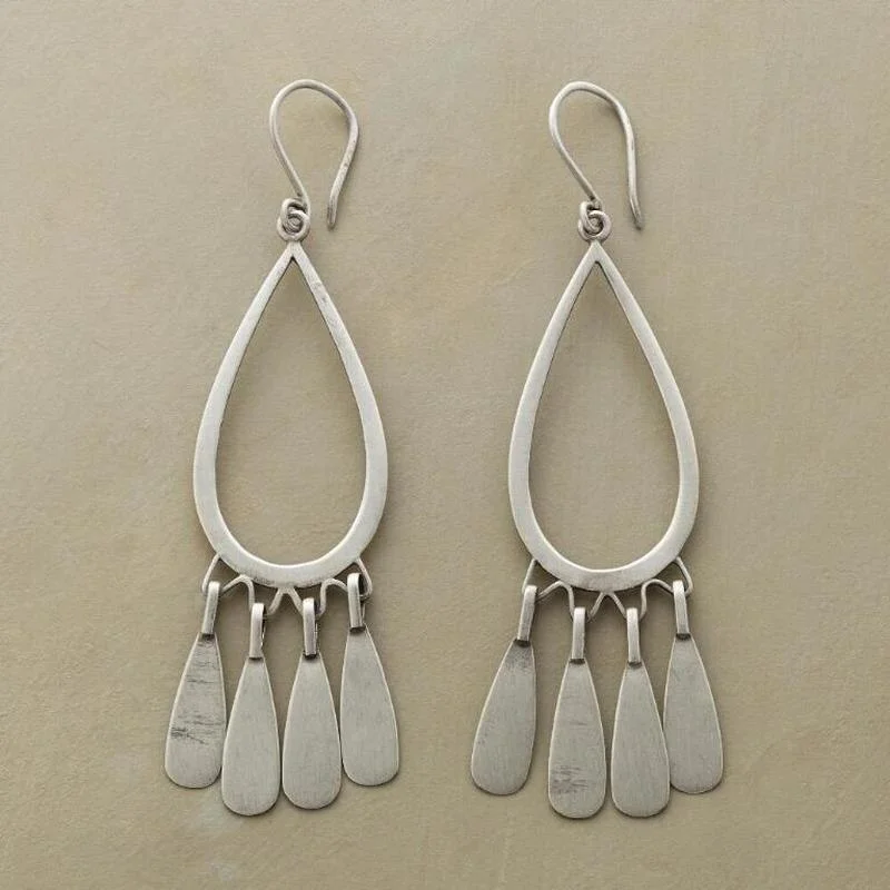 Simple Silver Color Tassel Pendant Earrings for Women Hook Dangle Earrings Wedding Bridal Jewelry Gifts