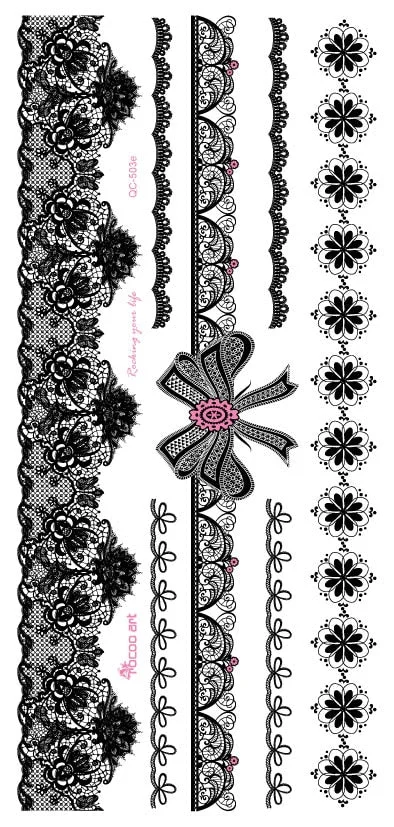 1piece white black henna tattoo Sexy Lace Stocking Arabic Indian rose butterfly Bow flash wedding art paint on hand arm leg