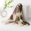 Purple Brown Forest Green Floral Painting Women's Shawl Scarf