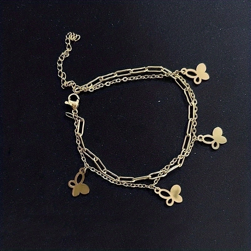 French Style Tree Paw Print Heart Shape Titanium Steel Gold Plated Bracelets