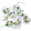 10PCS White Wedding Catering Bridal Groom Guests Corsage Boutonniere Wrist Artificial Flower Bouquets