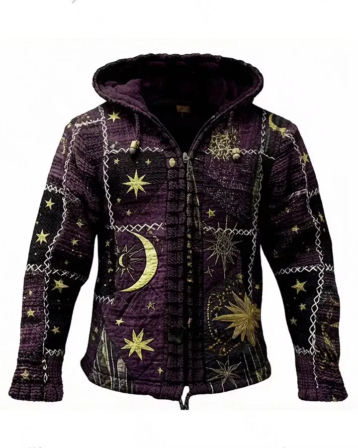 Men's Spring/Summer Fashion Star and Moon Embroidered Patchwork Top 4741