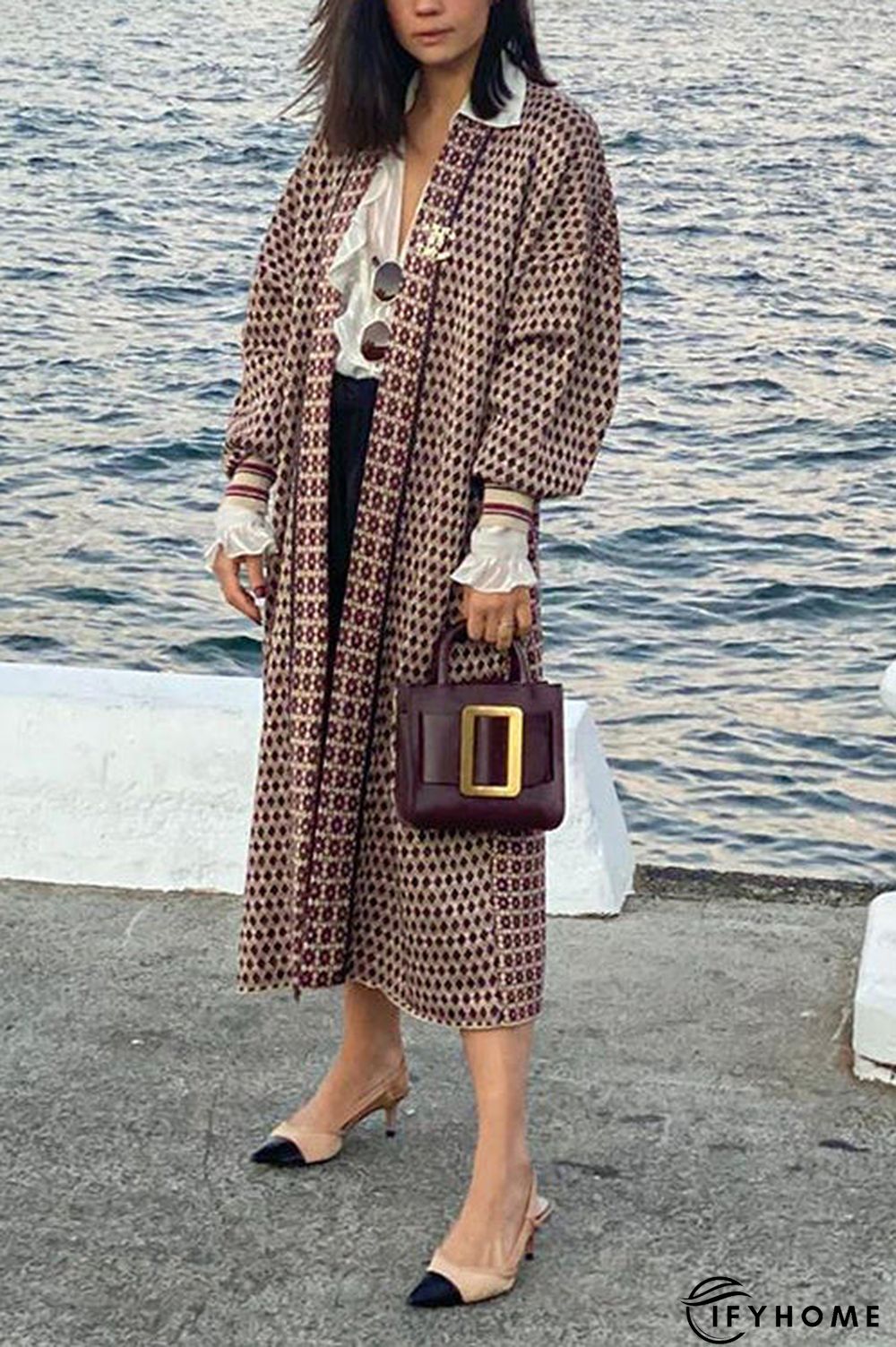 Digital Print Long Sleeve Cardigan Coat | IFYHOME