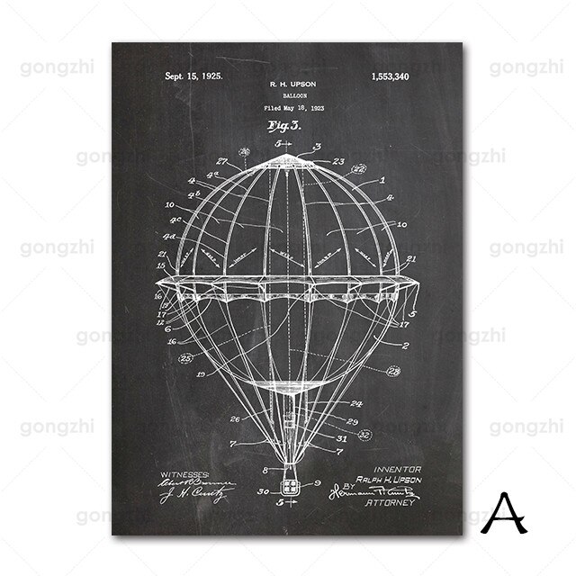 Minimalist Canvas Painting Steam Ball Aircraft Engine Polytechnic Analysis Home Repair Shop Classroom Cafe Decor Printed Poster
