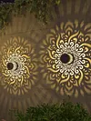 2 Pack Solar Hollow Iron Wall Light Outdoor Garden Fence Lamp