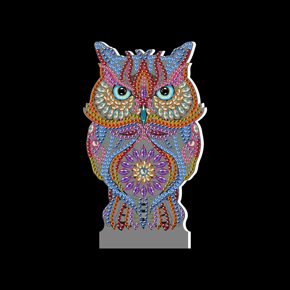 DIY Special Shaped Diamond Painting Owl LED Light Cross Stitch Embroidery