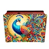 (US Local)Diamond Painting Piggy Bank Wooden Coin Bank Storage Box Kit (Peacock)