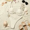 Stylish Rose-Themed Solid-Color Sexy Bikini Set by Inlyline