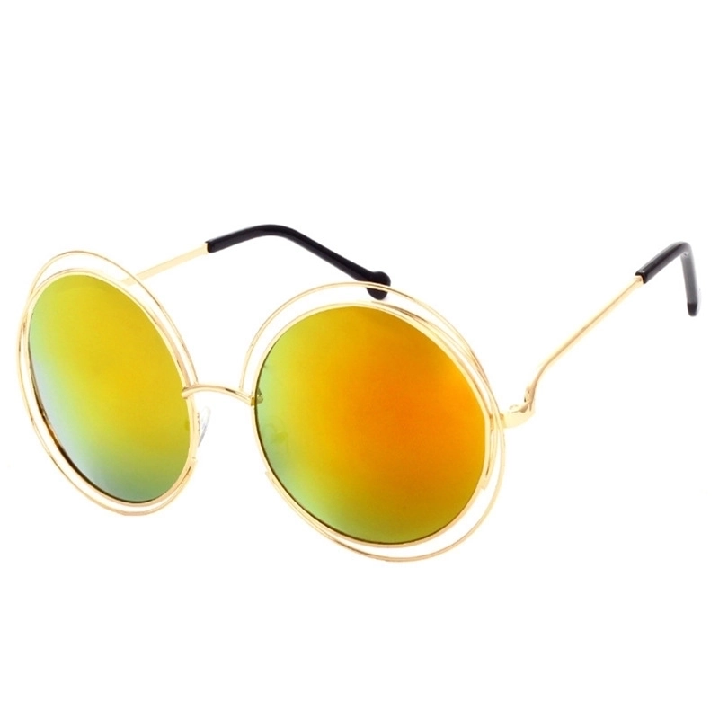 Sweet Solid Color Ac Round Frame Full Frame Women’s Sunglasses