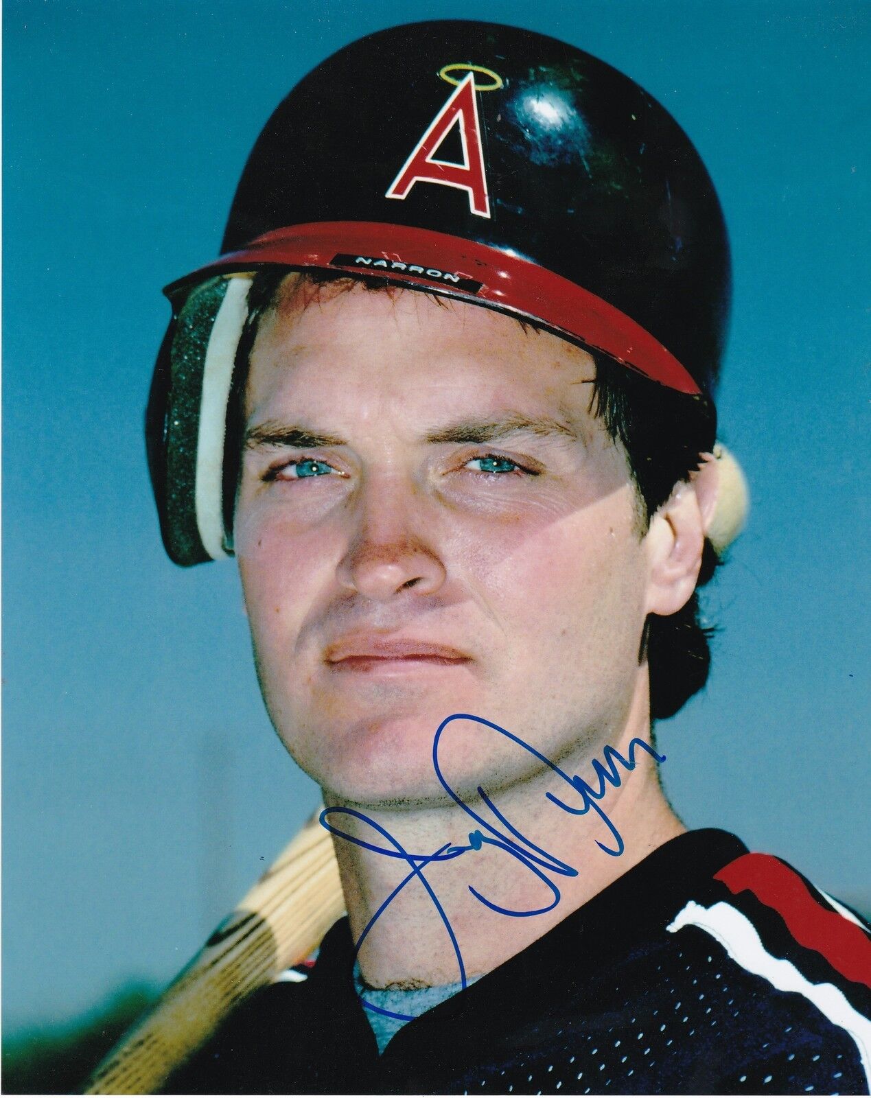 JERRY NARRON CALIFORNIA ANGELS ACTION SIGNED 8x10