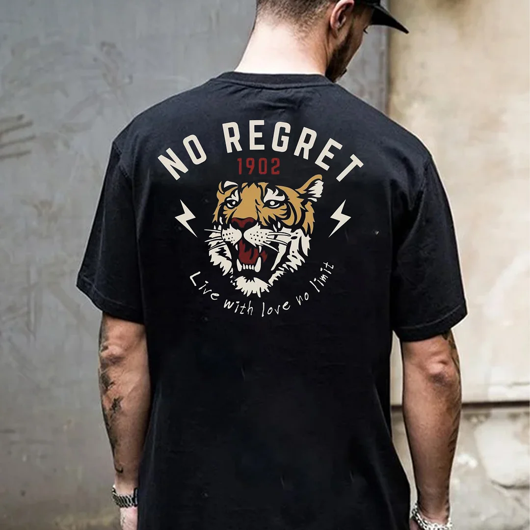 NO REGRET Tiger Print Men's T-shirt