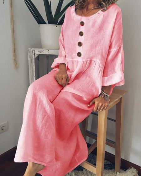 Casual Long Sleeve Cotton-Blend Casualdress