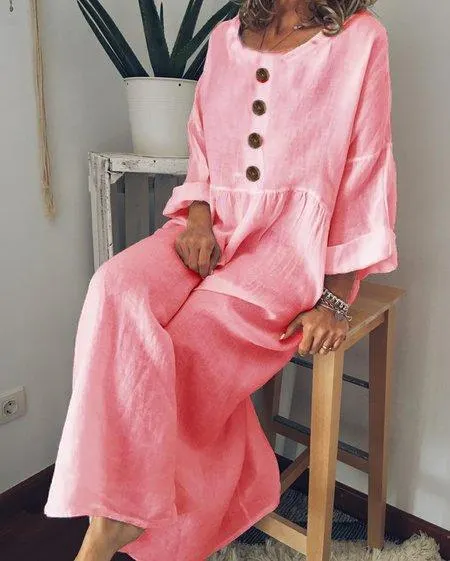 Casual Long Sleeve Cotton-Blend Casualdress