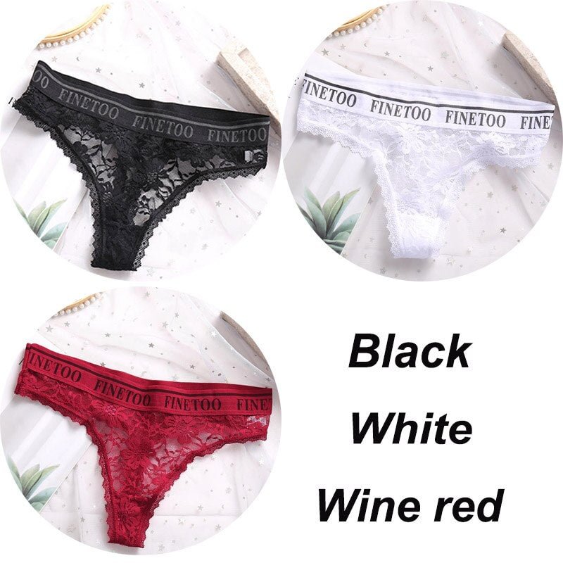 3PCS/Set Women Lace Panties Sexy G-string Underwear Female Underpants Floral Solid Color Briefs Lingerie Sexy Thong Panties M-XL