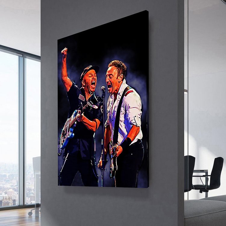 Bruce Springsteen and Tom Morello Live Canvas Wall Art MusicWallArt