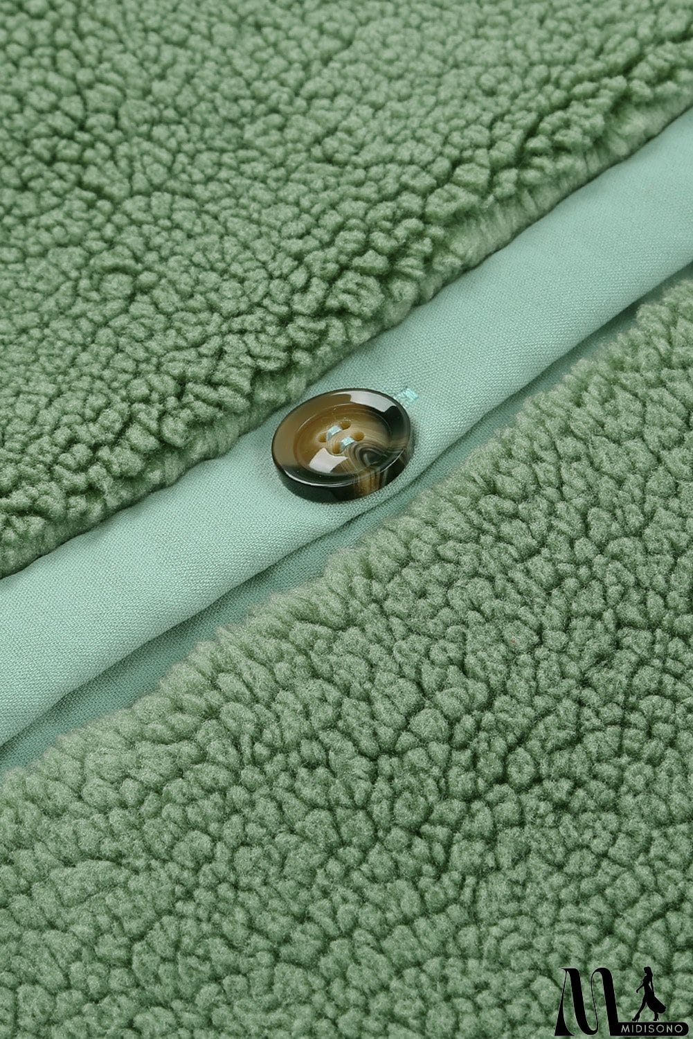 MidiSono - Flap Pocket Button Up Fleece Jacket