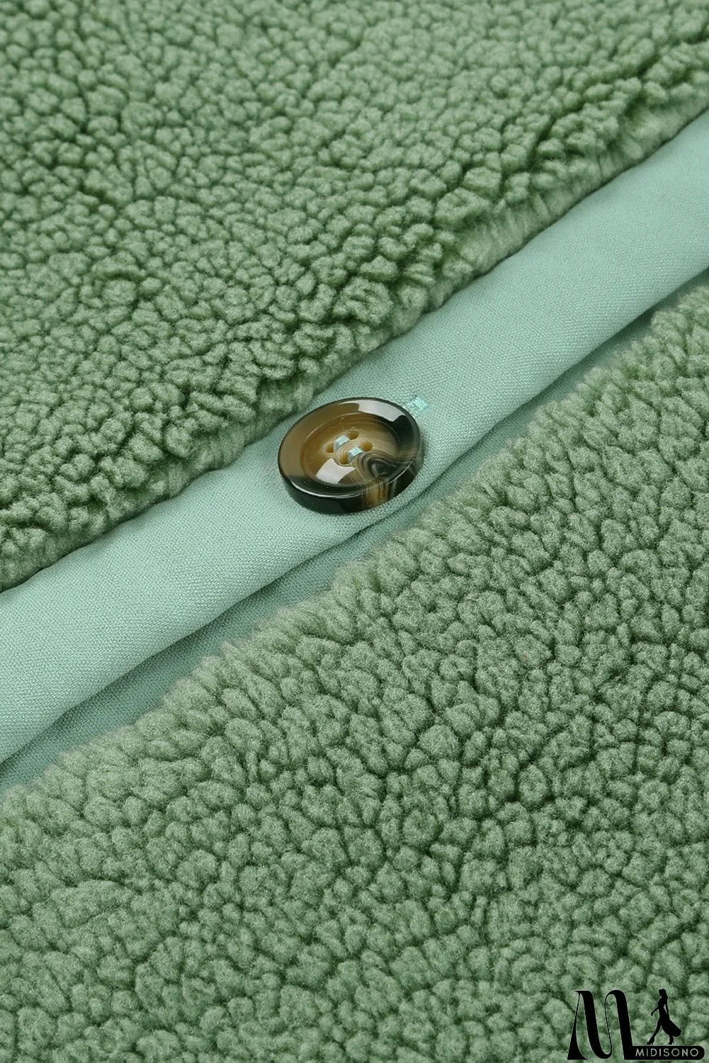 MidiSono - Flap Pocket Button Up Fleece Jacket